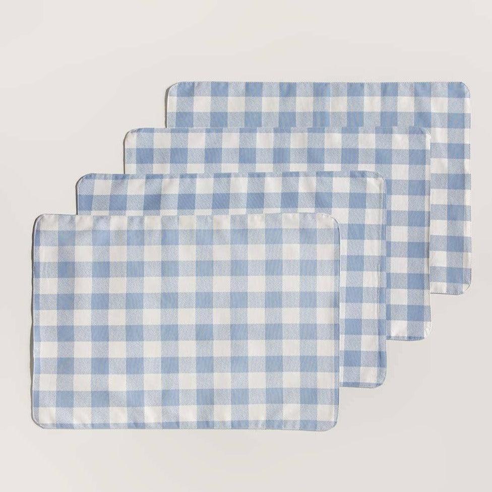 Waterproof Printed Table Mats - Blue Checked