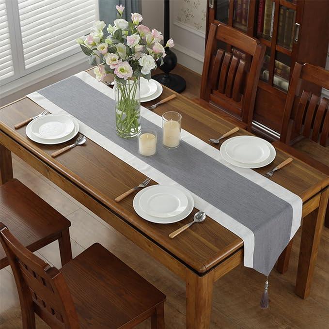 Jute Table Runner - White And Grey