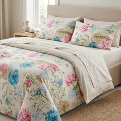 Flora Agapanthus Cotton Printed Duvet Cover Set