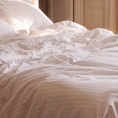 Satin Elegance Stripe Duvet Cover Set - Snow White