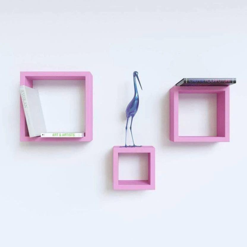 Wooden Shelves Pink 3 Pcs Set