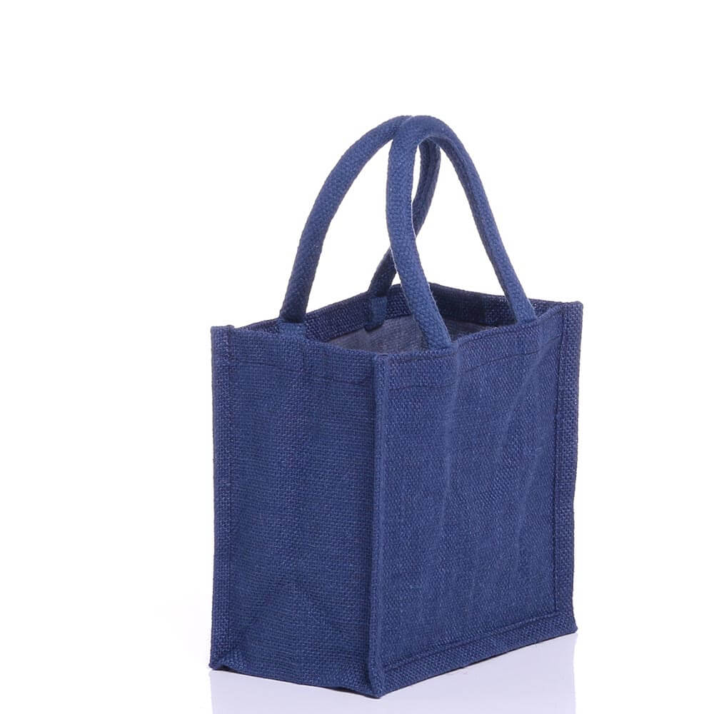 Reusable Navy Burlap Tote Shopping Bags - Pack of 2