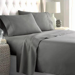 Plain Cotton Bed Sheet Set -Grey