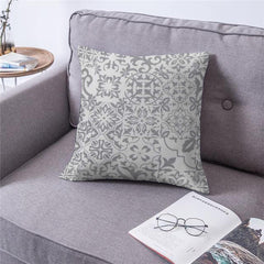 Waterproof Grey Moroccan Printed Cushion Cover-1 Pc