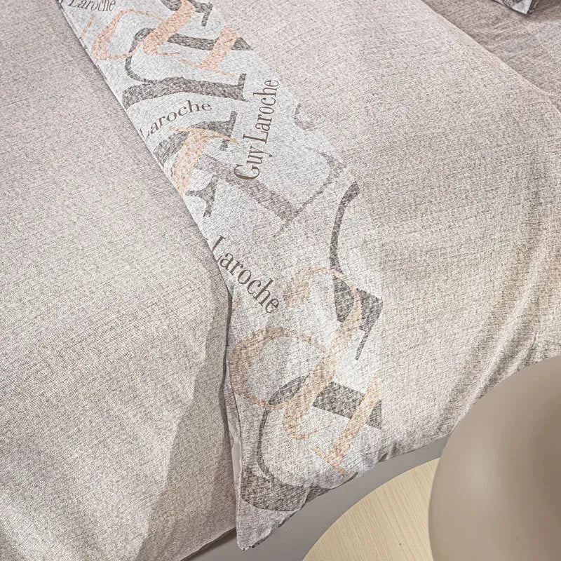 Premium Cotton Double Bed Sheet Set - Textured Verse Neutral