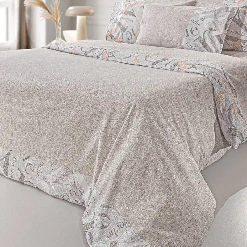 Premium Cotton Double Bed Sheet Set - Textured Verse Neutral