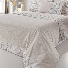 Premium Cotton Double Bed Sheet Set - Textured Verse Neutral