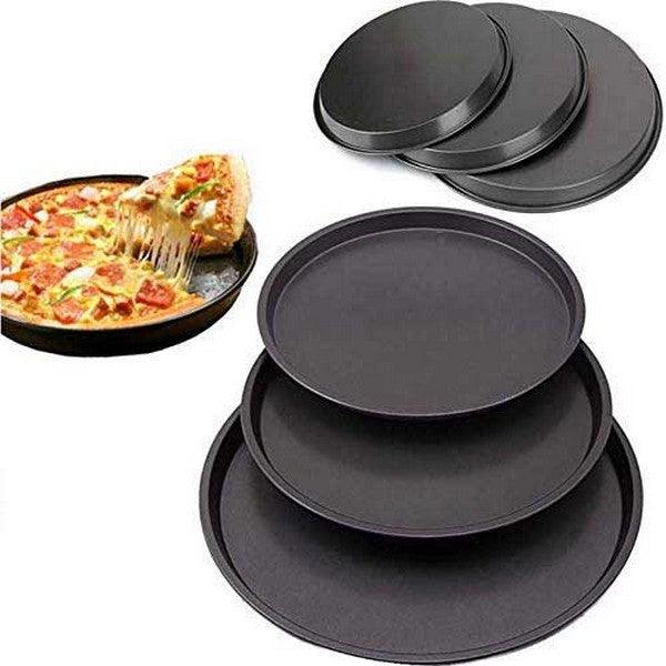 Pizza Baking Pan Carbon Steel Nonstick - 3 Pcs Set Round