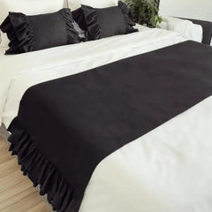 Cotton Double Bed Runner Set Mink Ruffles