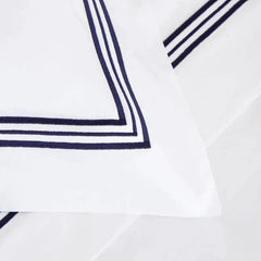 Embroidered Luxury Duvet Set- White With Navy Baratta Stitch