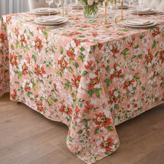 Printed Cotton Table Cover-Aura Peach Botanical