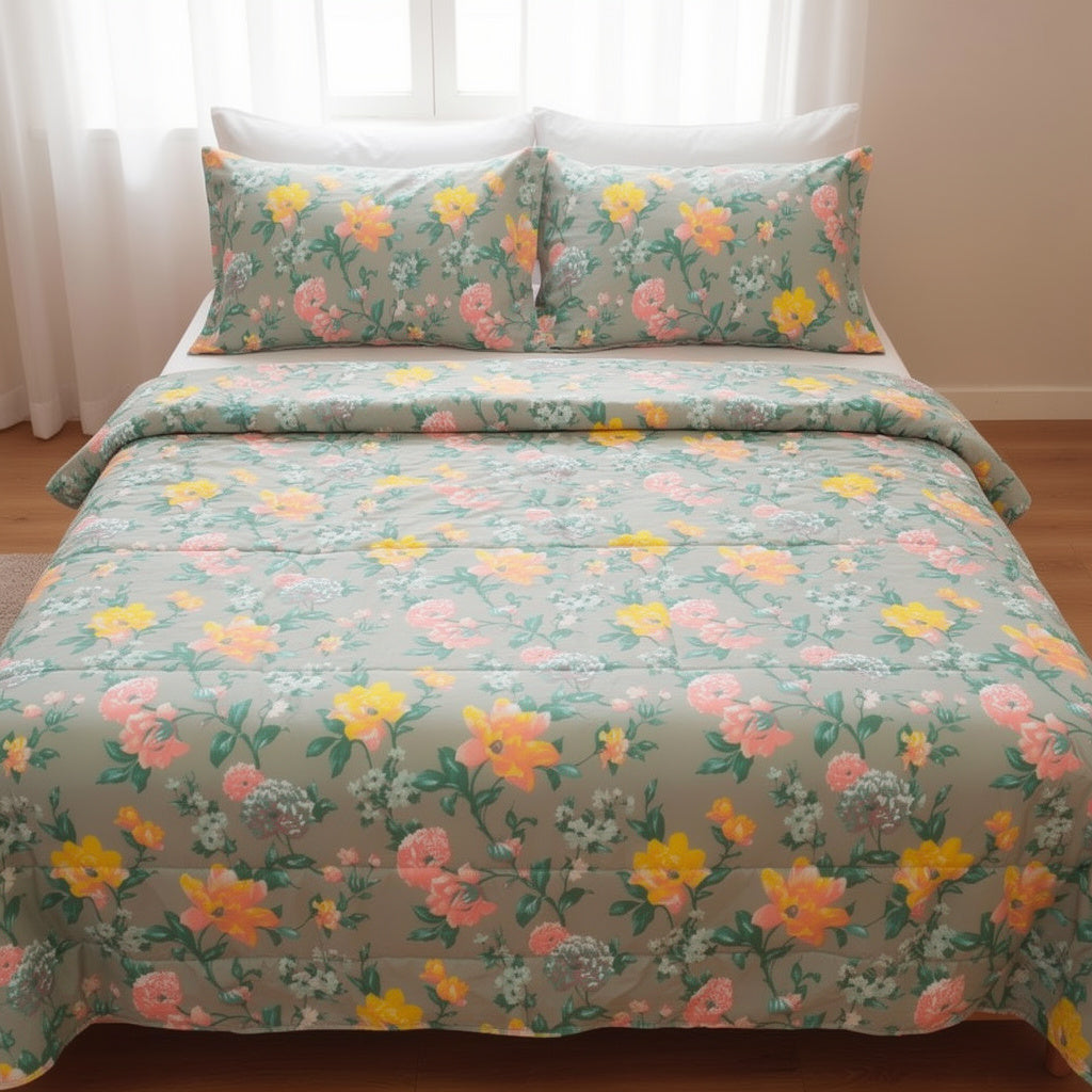Double Cotton Bed Sheet - Sage Meadow Floral