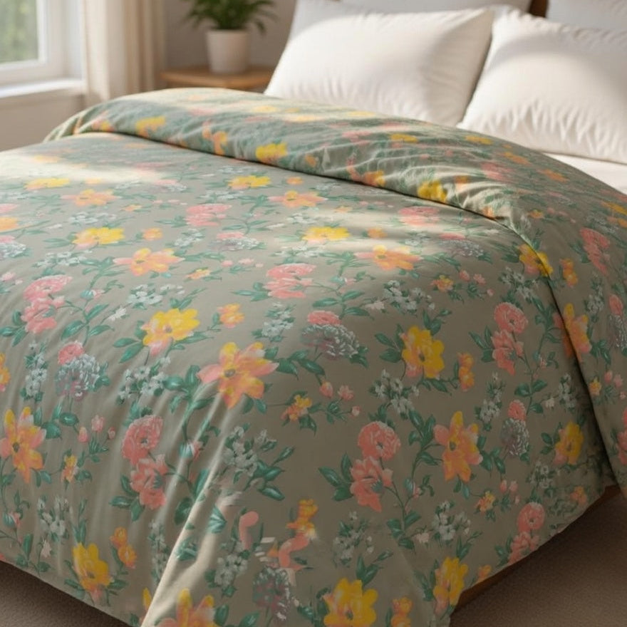 Double Cotton Bed Sheet - Sage Meadow Floral