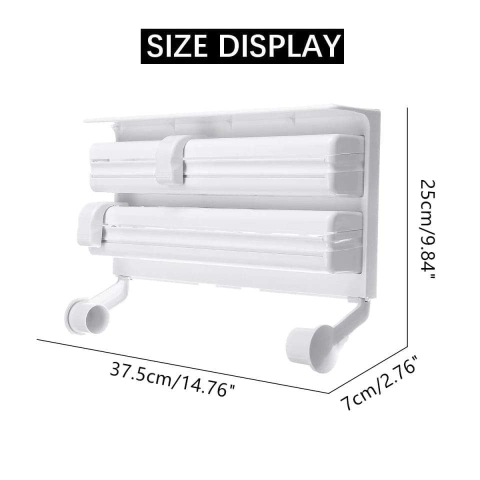 Wall Mount Tissue Holder Plastic Wrap Cling Film Paper Roll Cutter