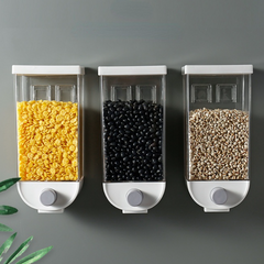 Wall Mounted Press Cereals Dispenser Grain Storage Box-Large 1.5 L