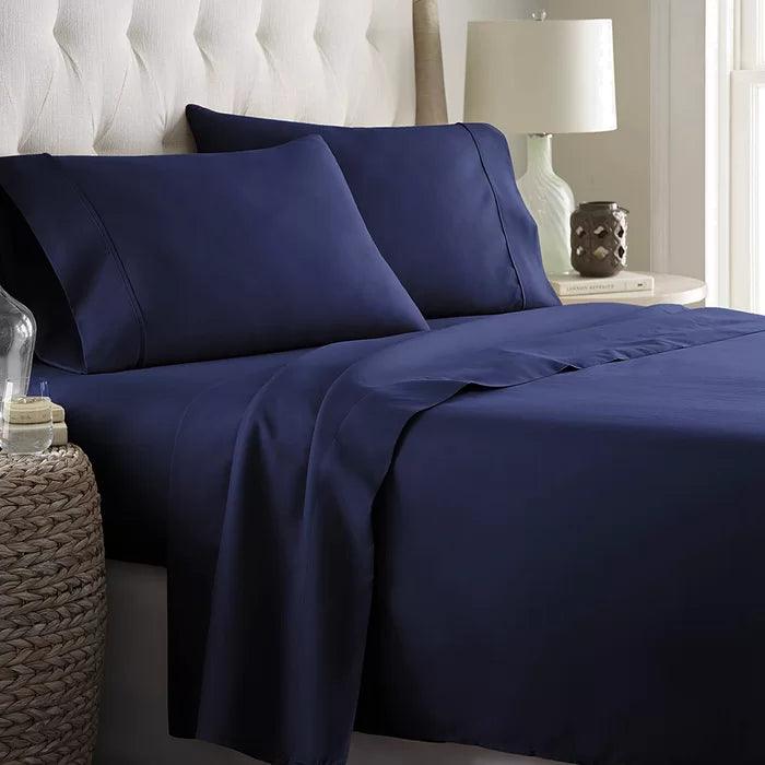 Plain Cotton Bed Sheet Set -Royal  Blue