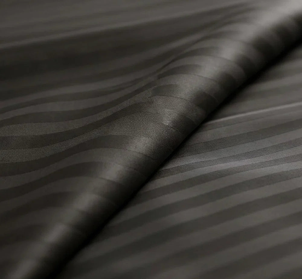 Satin Elegance Stripe Duvet Cover Set - Signature Black