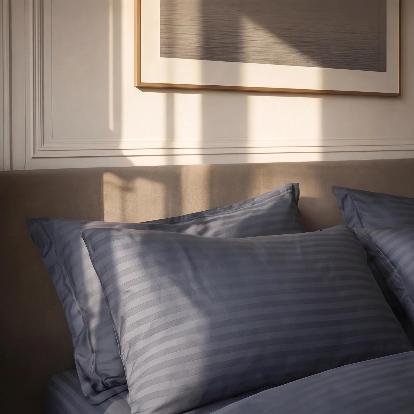 Satin Elegance Stripe Duvet Cover Set - Grey