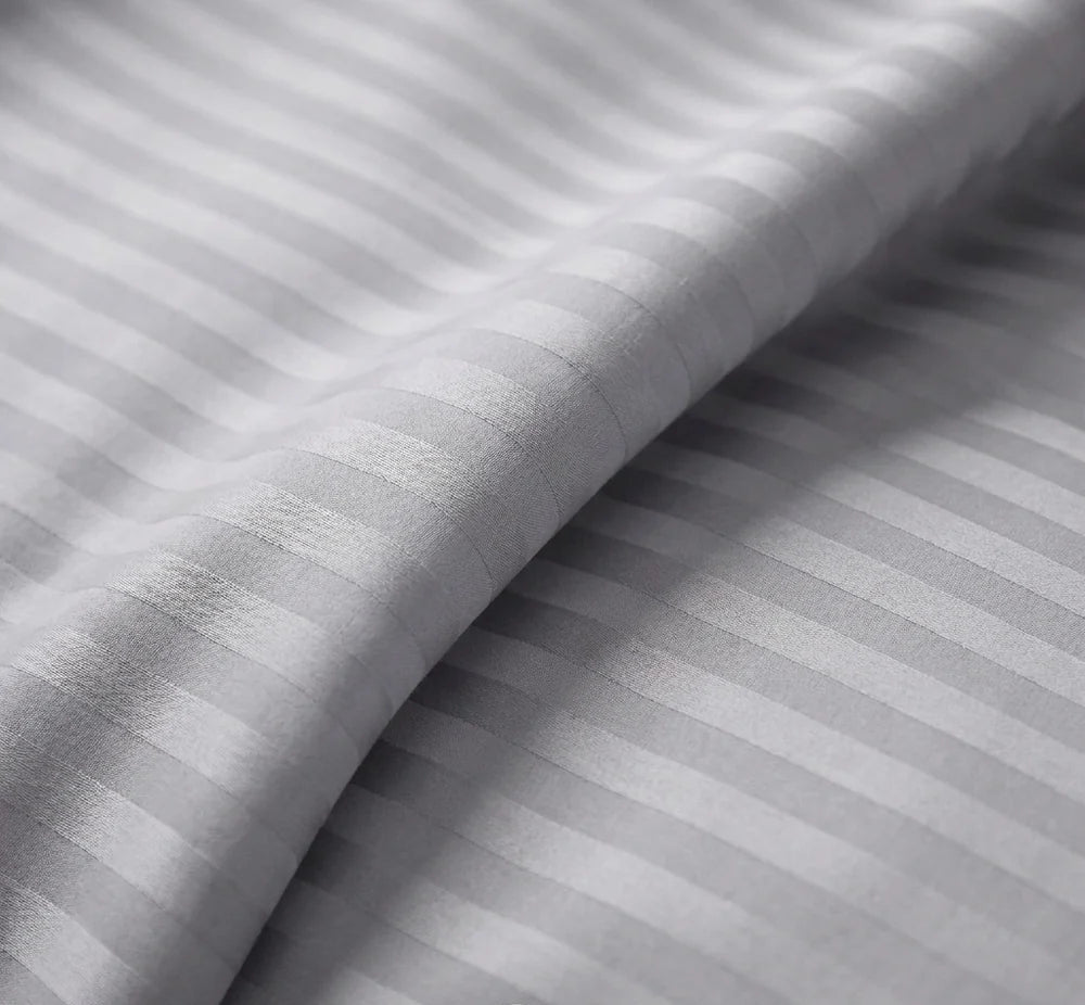 Satin Elegance Stripe Duvet Cover Set - Grey Mist