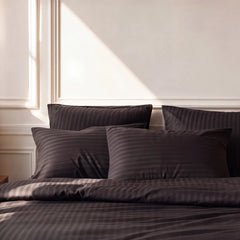 Satin Elegance Stripe Duvet Cover Set - Signature Black
