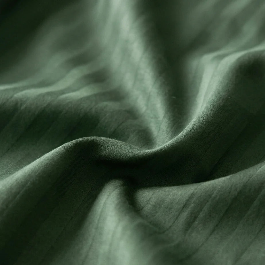 Satin Elegance Stripe Duvet Cover Set - Emerald Green