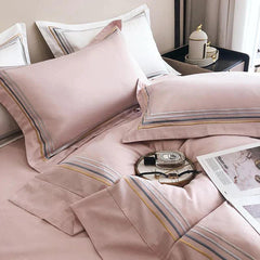 Embroidered Luxury Duvet Set-Light Pink