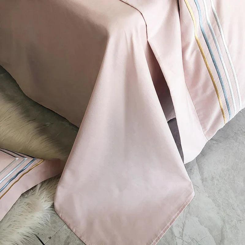 Embroidered Luxury Duvet Set-Light Pink