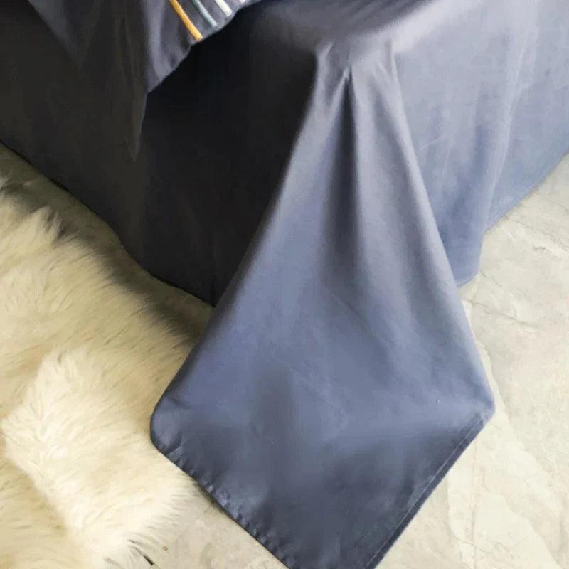 Embroidered Luxury Duvet Set-Gary Blue