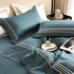 Embroidered Luxury Duvet Set-Granite