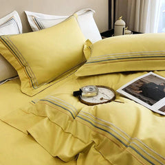 Embroidered Luxury Duvet Set-Yellow