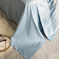 Embroidered Cotton Satin Duvet Set-Sky Blue