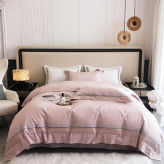 Embroidered Luxury Duvet Set-Light Pink