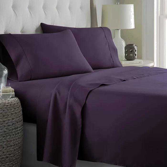 Plain Cotton Bed Sheet Set -Purple