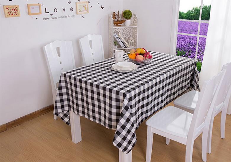 Waterproof Black Checked Printed Table Cover