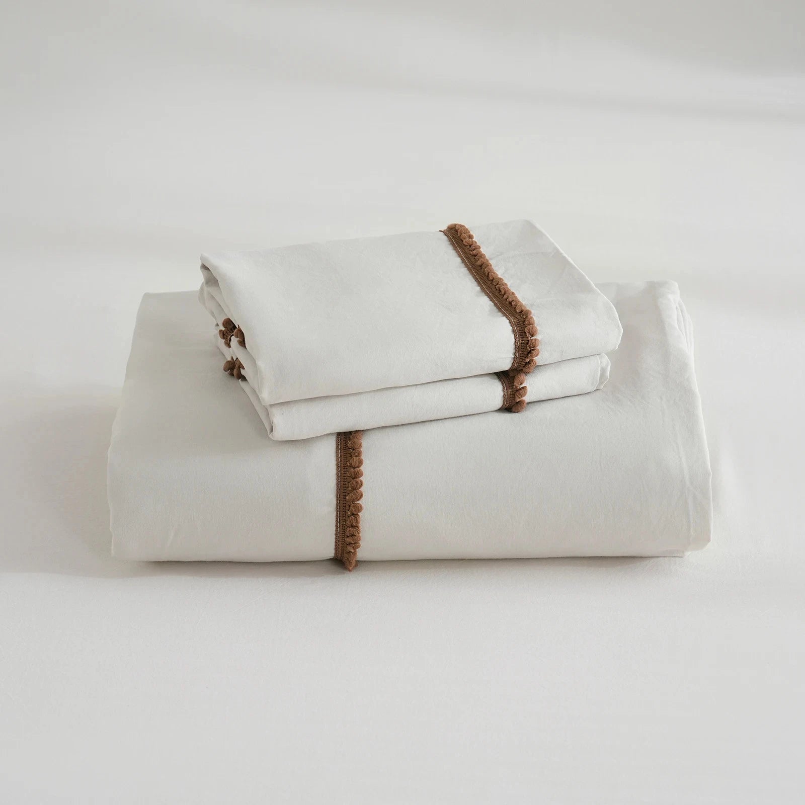 LuxePom Serenity Cotton Duvet Cover Set-Ivory