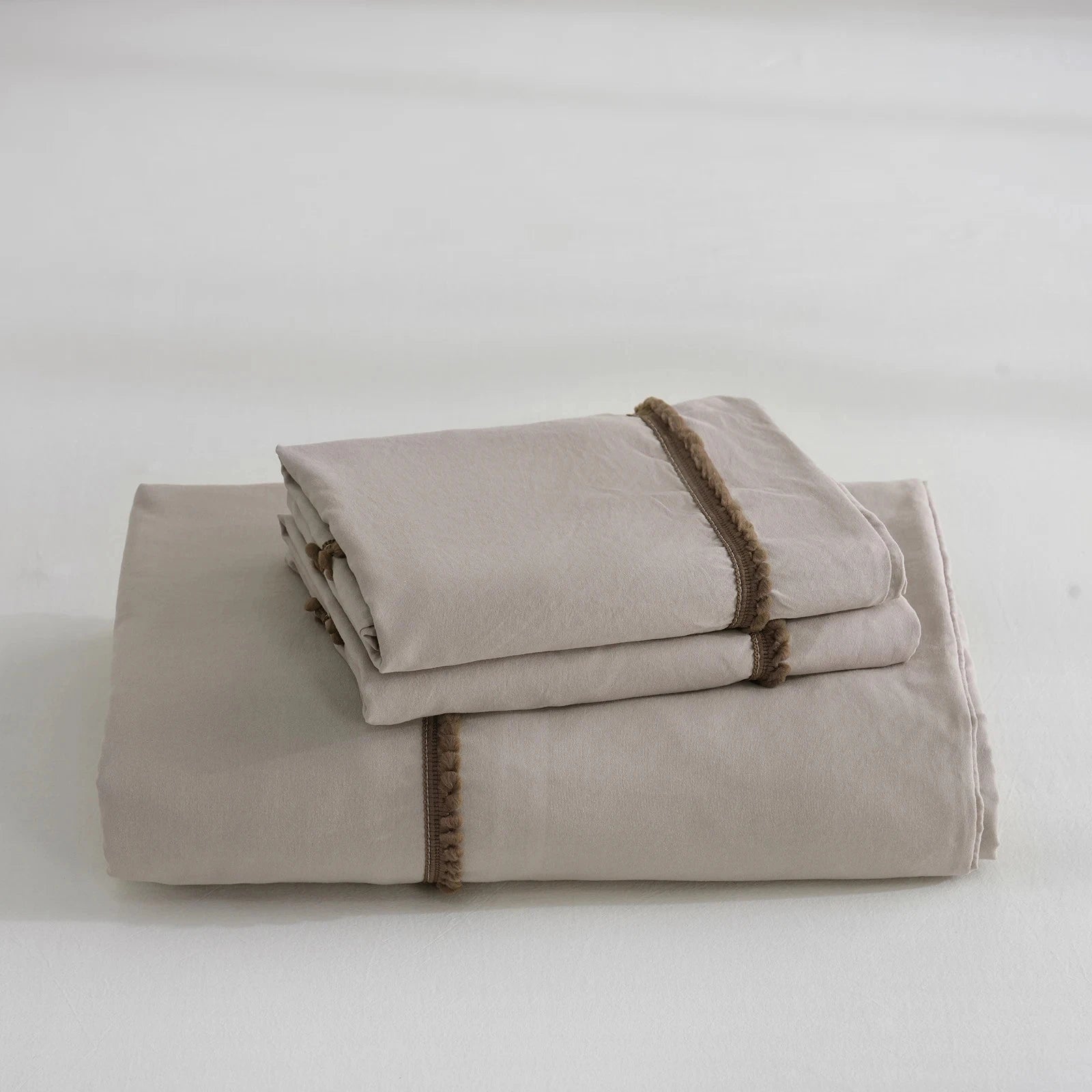 LuxePom Serenity Cotton Duvet Cover Set-Khaki