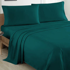 Plain Cotton Bed Sheet Set -Teal Green