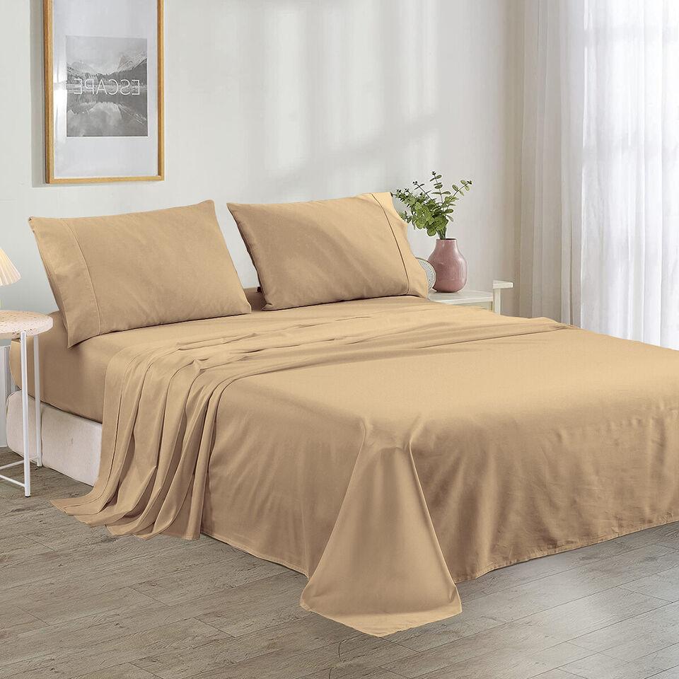 Plain Cotton Bed Sheet Set -Taupe