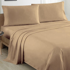 Plain Cotton Bed Sheet Set -Taupe