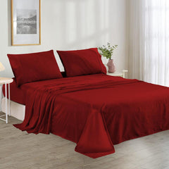 Plain Cotton Bed Sheet Set -Red