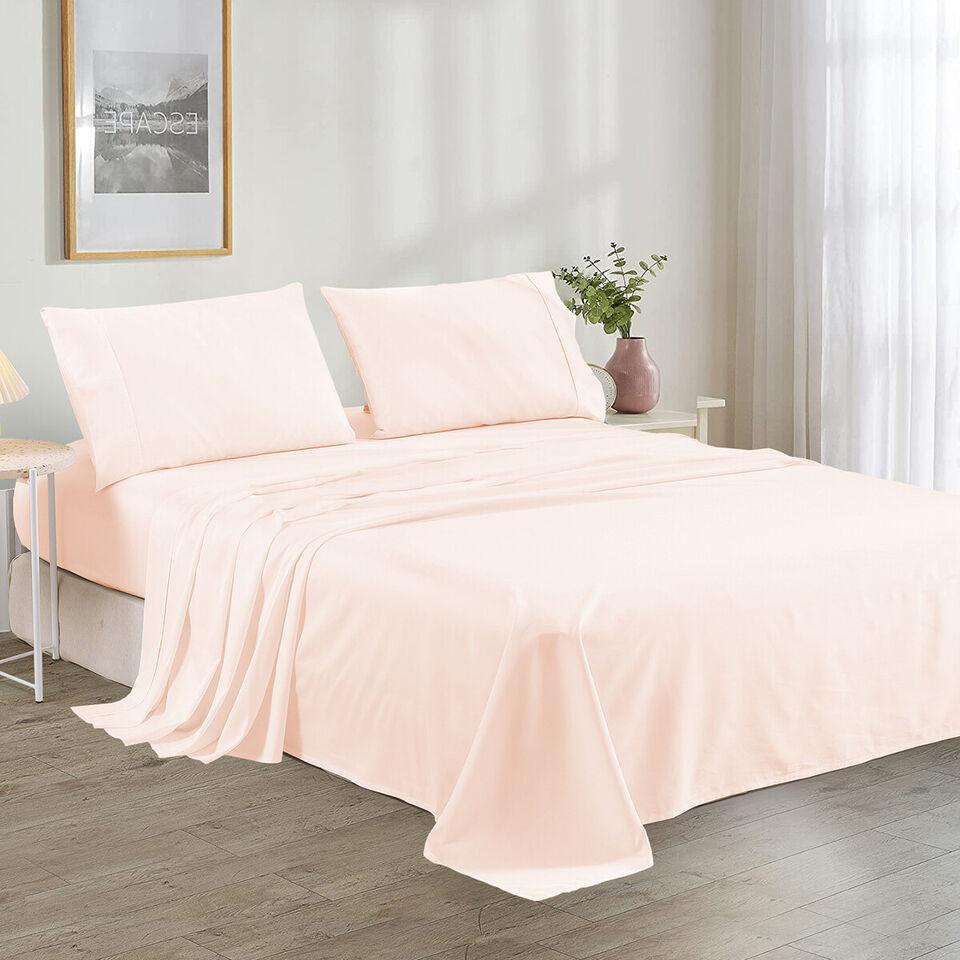 Plain Cotton Bed Sheet Set - Peach