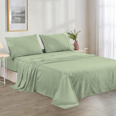 Plain Cotton Bed Sheet Set -Sage Green