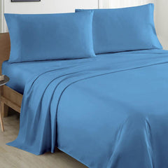 Plain Cotton Bed Sheet Set - Blue