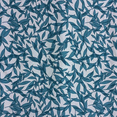 2Pc Waterproof Blackout Printed Curtains - Teal Green Leaves