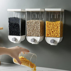 Wall Mounted Press Cereals Dispenser Grain Storage Box-Large 1.5 L