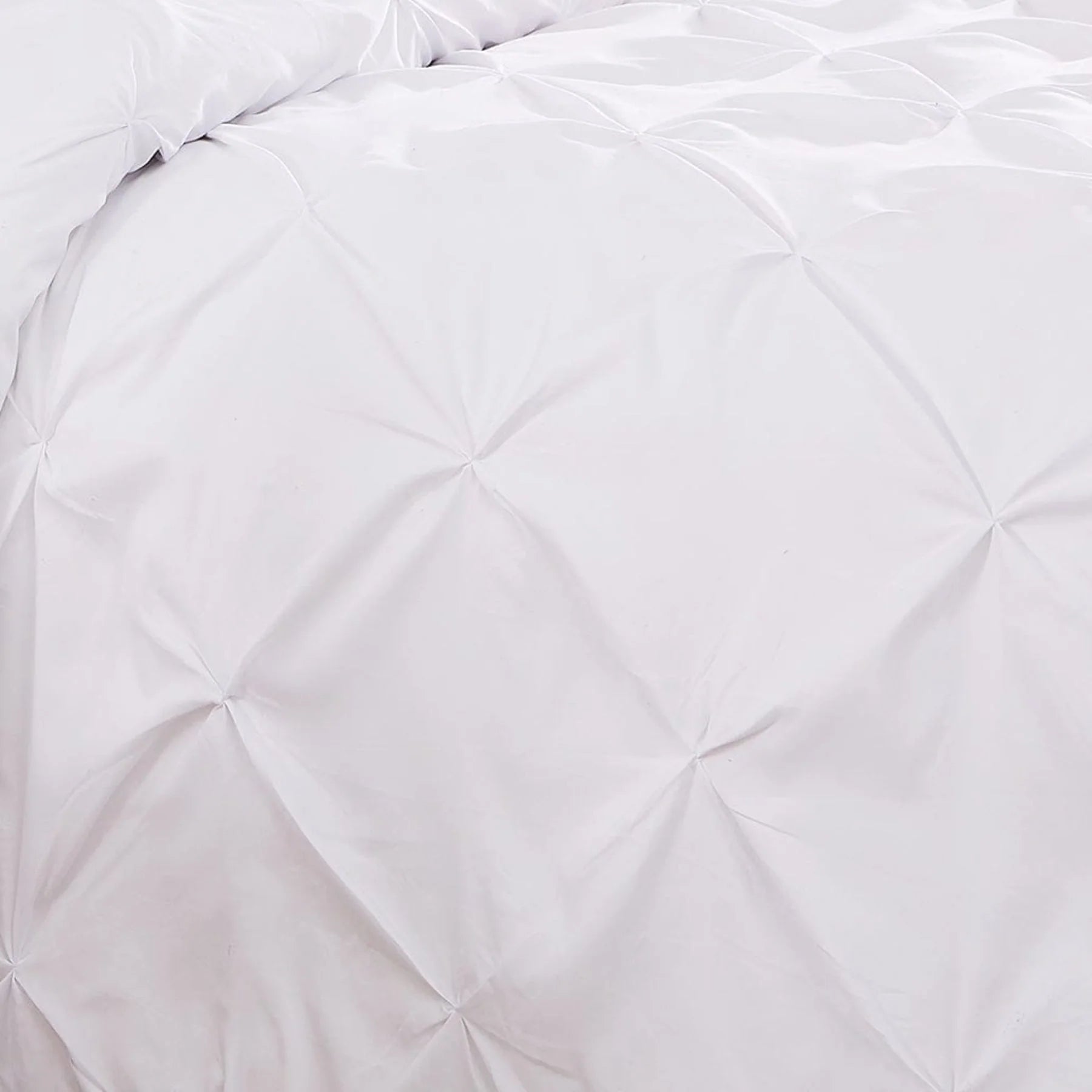 Luxury Cotton Satin Pintuck Duvet Cover Set - White