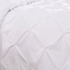 Luxury Cotton Satin Pintuck Duvet Cover Set - White