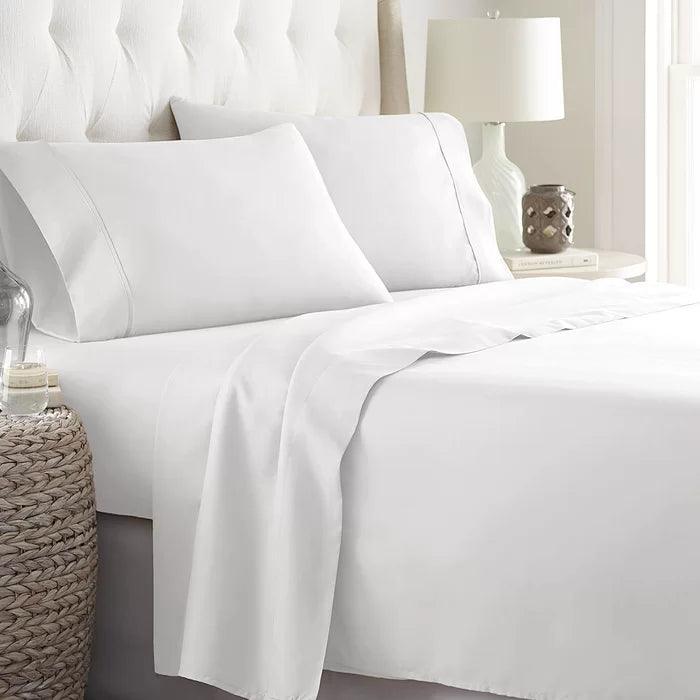 Plain Cotton Bed Sheet Set -White