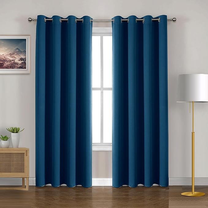 2Pc Plain Dyed Eyelet Curtains With Lining - Crystal Teal